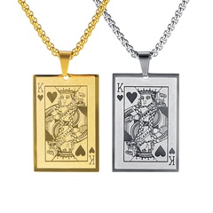 Hot Selling Classic Poker K Men's Titanium Steel Pendant Necklace Fashion Solitaire Jewelry wholesale nihaojewelry