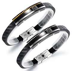 popular men's titanium steel leather bracelet hot selling tree of life bracelet jewelry wholesale nihaojewelry