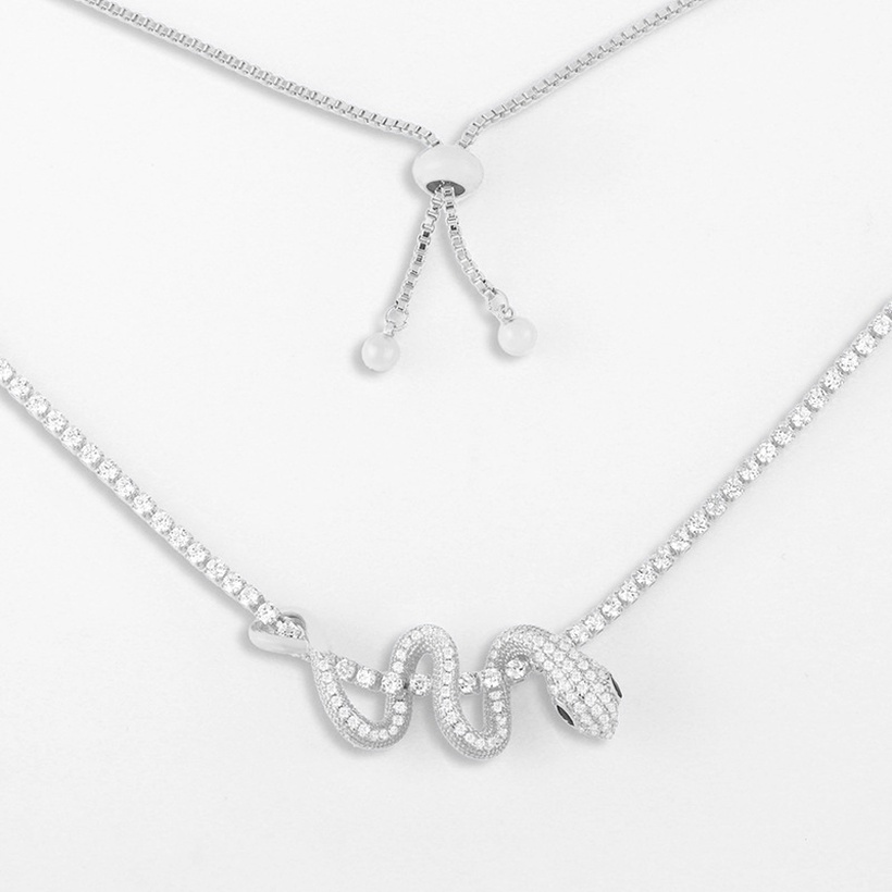 Bijoux Fins Bijoux En Cuivre & Zircon | Collier En Forme De Serpent De Mode Collier Pendentif Diamant En Gros Nihaojewelry - KE02681