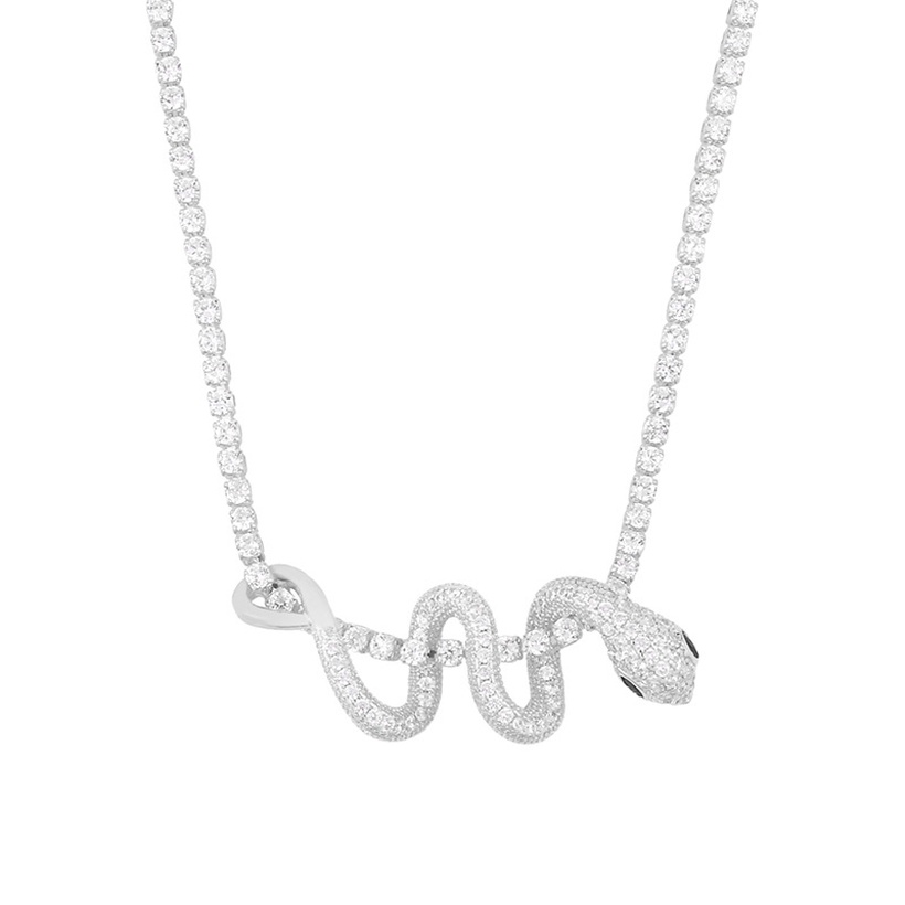 Bijoux Fins Bijoux En Cuivre & Zircon | Collier En Forme De Serpent De Mode Collier Pendentif Diamant En Gros Nihaojewelry - KE02681