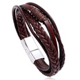 Bracelet en cuir  boucle magntique en alliage multicouche simple en cuir tiss  la main pour hommes rtro nihaojewelrypicture19