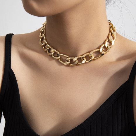 mode créative simple couche unique collier à la mode collier de chaîne en aluminium exagéré en gros nihaojewelry's discount tags