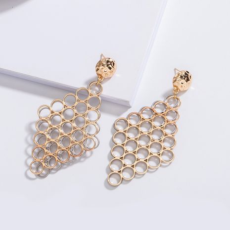 new Korean geometric diamond honeycomb circle earrings exaggerated earrings wholesale nihaojewelry's discount tags