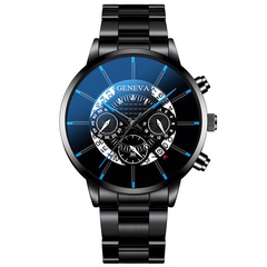 fashion men's steel strap three-eye six-hand business calendar quartz watch wholesale nihaojewelry