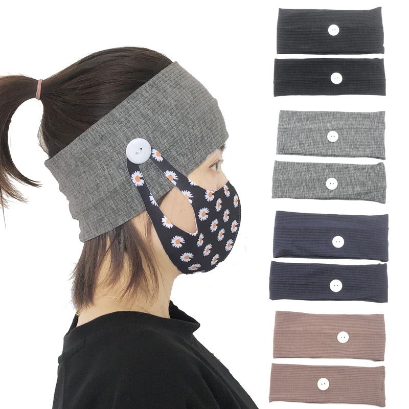 Fashion sports yoga fitness button mask antileaf headband solid color parentchild couples wholesale