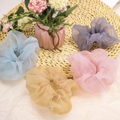 organza head flower solid color fabric ball head hair scrunchies wholesale nihaojewelry