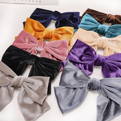 new Korean style big bow hairpin fashion gold velvet top clip spring clip wholesale nihaojewelry
