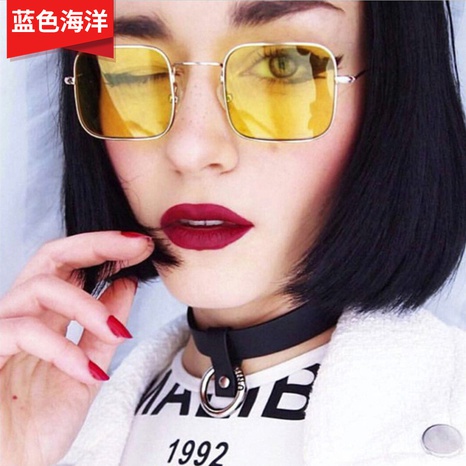 Korean trend ocean color metal ocean piece cat eye large frame sunglasses for women flat lens's discount tags