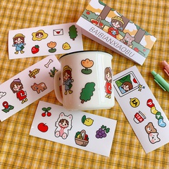 cute girl sticker detachable waterproof PVC hand account book decoration material small sticker wholesale