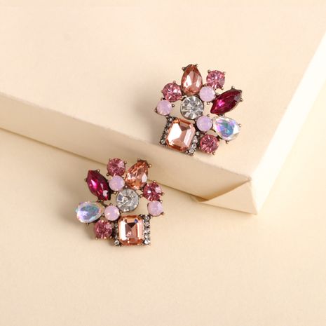 exaggerated geometric earrings new retro color crystal square earrings wholesale nihaojewelry's discount tags