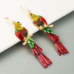 fashion ethnic style parrot earrings exaggerated animal alloy rhinestone earrings trendy wholesale nihaojewelry
