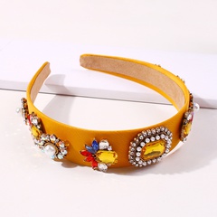 fashion popular spring and summer hairband color cloth palace style pearl headband inlaid glass drill headdress wholesale nihaojewelry