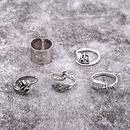 European New Punk Ring Mens and Womens Retro Gothic Antique Silver Skull Hollow Cross Rose Peacock Ringpicture15