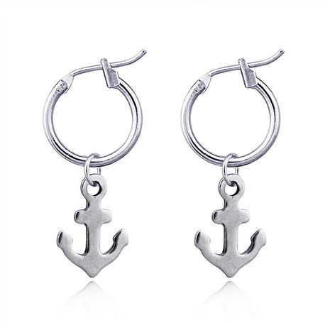 European Trend Punk Simple Small Boat Anchor Pendant Ear Ring Female round Small Circle Earring Ear Clip Cross-Border Hot Selling's discount tags