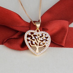 heart-shaped big tree necklace new simple zircon love pendant  wholesale nihaojewelry