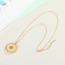 fashion jewelry daisy sun flower pendant necklace imitation natural stone sweater chain dried flower resin lady wholesale nihaojewelrypicture8