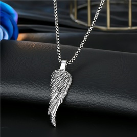 Retro silver hollow fivepointed star round scissors feather wings alloy pendant necklace wholesale nihaojewelrypicture16