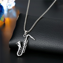 Retro silver hollow fivepointed star round scissors feather wings alloy pendant necklace wholesale nihaojewelrypicture17