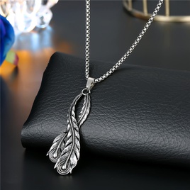 Retro silver hollow fivepointed star round scissors feather wings alloy pendant necklace wholesale nihaojewelrypicture19