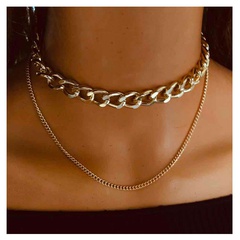 mode alliage sauvage texture exagérée épais collier chaîne de clavicule rétro double collier en gros nihaojewelry