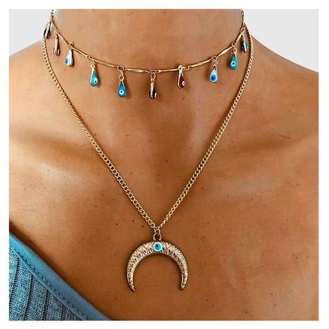 Dulce moda popular devil's eye aleación luna colgante collar joyería al por mayor nihaojewelry's discount tags
