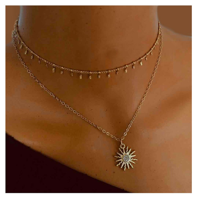 Bijoux Fantaisie Colliers | Sauvage Simple Soleil Fleur Pendentif Bijoux Collier De Mode En Gros Nihaojewelry - YJ52482
