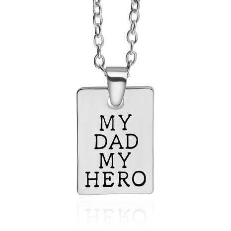 New Geometric Square Pendant Necklace Father's Day Necklace Dad Hero Tag Necklace wholesale nihaojewelry's discount tags