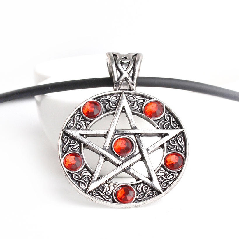 Bijoux Fantaisie Colliers | Vente Chaude Rtro Satan Logo Pentagramme Diamant Pendentif Collier En Gros Nihaojewelry - MS14225