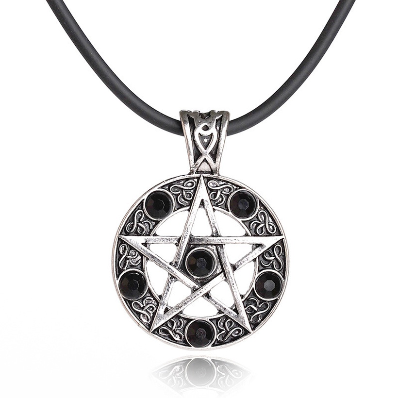 Bijoux Fantaisie Colliers | Vente Chaude Rtro Satan Logo Pentagramme Diamant Pendentif Collier En Gros Nihaojewelry - MS14225