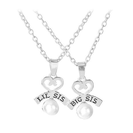 hot sells letters Lil Big Sister good sister love pearl necklace wholesale nihaojewelry's discount tags