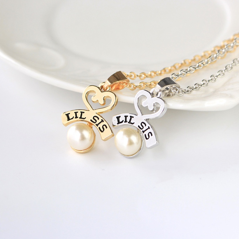 Bijoux Fantaisie Colliers | Vente Chaude Lettres Lil Big Sister Bonne Soeur Amour Collier De Perles En Gros Nihaojewelry - VU86157