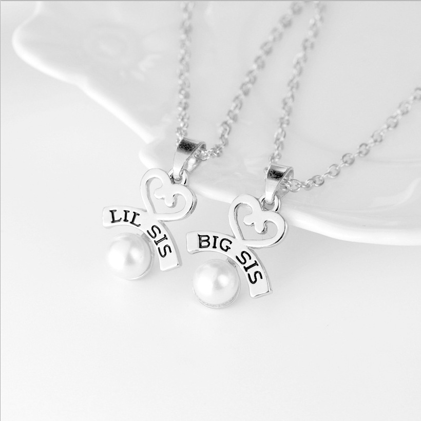 Bijoux Fantaisie Colliers | Vente Chaude Lettres Lil Big Sister Bonne Soeur Amour Collier De Perles En Gros Nihaojewelry - VU86157