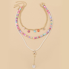 rice beads soft ceramic three multi-layer handmade necklace bohemian woven long pendant jewelry wholesale nihaojewelry