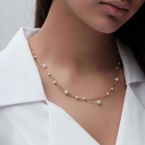 mode créatif simple bijoux chaîne de clavicule sauvage collier de perles en gros nihaojewelry's discount tags