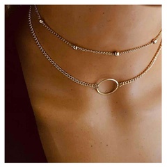 round bead chain metal necklace simple alloy circle pendant necklace ornament wholesale nihaojewelry