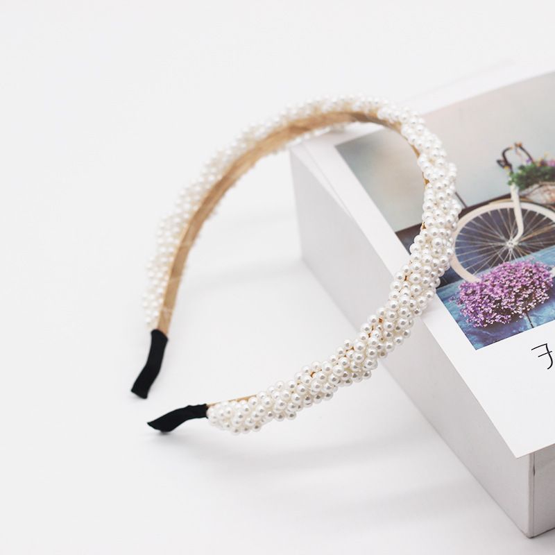 New Korean fashion simple woven pearl ripple knot ladies headband wholesale nihaojewelry