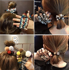 South Korea leopard-shaped square disc full of diamond hair rope fashionable hair cheap scrunchies  wholesale nihaojewelry