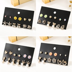 6 pairs of combination earrings new diamond earrings golden ear jewelry wholesale nihaojewelry
