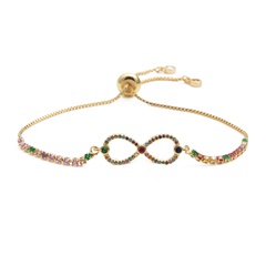 fashion jewelry copper micro inlay zirconium double 8-word adjustable bracelet wholesale nihaojewelry