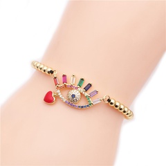 fashion jewelry copper micro-set zirconium heart-shaped demon eyes adjustable bracelet wholesale nihaojewelry