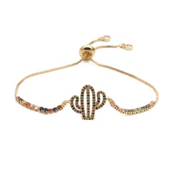 fashion jewelry copper micro-set zirconium cactus adjustable bracelet wholesale nihaojewelry
