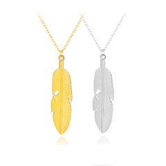 fashion new hot selling simple natural leaves feather pendant necklace accessories wholesale nihaojewelry