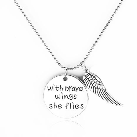 necklace sweater chain new fashion English lettering wings pendant necklace accessories wholesale nihaojewelry's discount tags