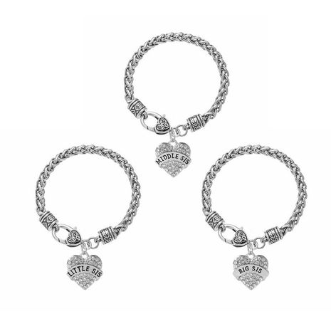 simple  good Little Sister loving letter inlaid diamond bracelet wholesale nihaojewelry's discount tags