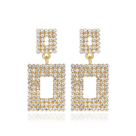 new fashion  exaggerated long section flash diamond geometric earrings ladies simple hollow square earrings wholesale nihaojewelry's discount tags