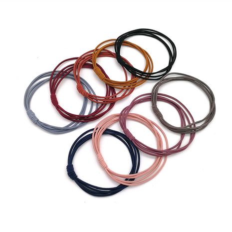 Korean solid color hair scrunchies simple knotted hair ring headdress four strands solid color basic hair rope high elastic rubber band's discount tags