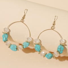 Geometric round beaded acrylic stone earrings retro handmade beach wind earrings wholesale