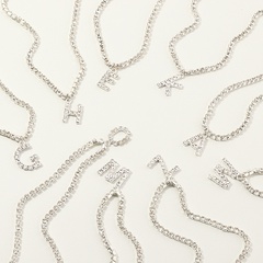 fashion new popular wild 26 English alphabet necklace full diamond choker necklace nihaojewelry wholesale