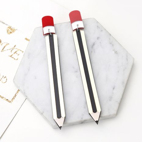 Europäische und amerikanische Mode Spaß Übertreibung Kreativität Lustige Bleistift Schreibwaren Acryl Quaste Ohrringe grenz überschreiten der heißer Verkauf's discount tags