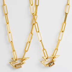 fashion new hip-hop punk lightning pendant necklace personality Baku chain micro-set color necklace  nihaojewelry wholesale